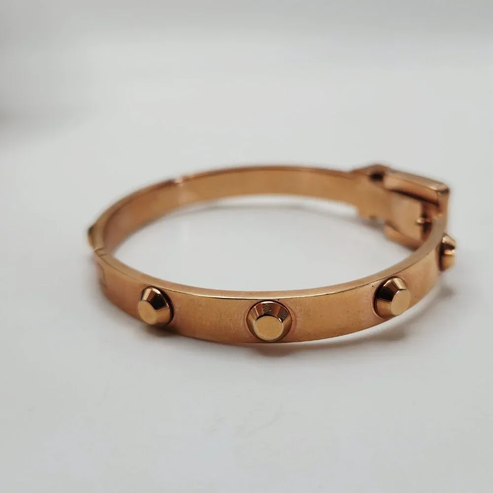 Michael Kors Astor Rose Gold Belt Buckle Studded Bracelet